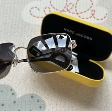 Marc Jacobs Designer Square Sunglasses Gold Metal Gray Gradient UV400