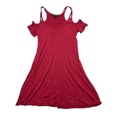 Derek Heart Women's Cold Shoulder Red Knit Dress Size Medium Rayon Blend
