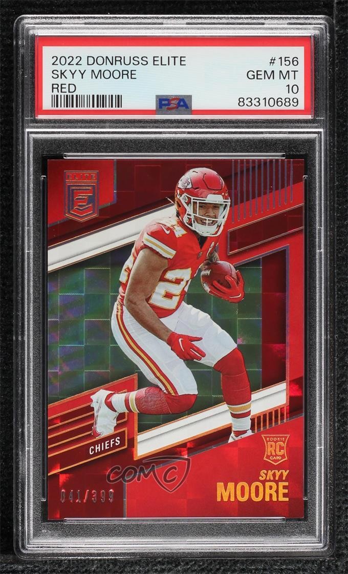 2022 Donruss Elite Rookies Red /399 Skyy Moore #156 PSA 10 GEM MT Rookie RC 02au