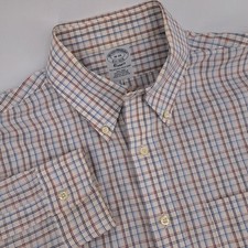 Brooks Brothers Men's Button Down Shirt 16 34 Plaid Non Iron Supima Cotton