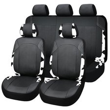 Cow Print Car Seat Covers Pu Leather Universal Fit Full Coverage W Foam Padding
