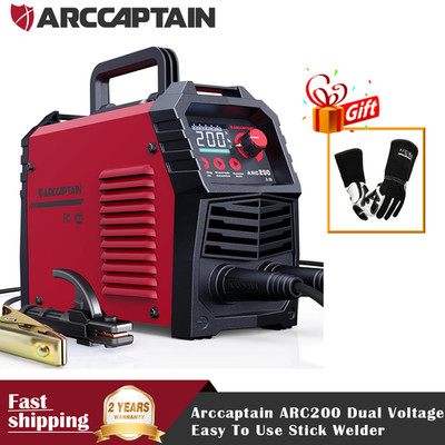 ARCCAPTAIN 200Amp Stick Welder, 110V/220V ARC/Lift TIG Machine +Welding Gloves