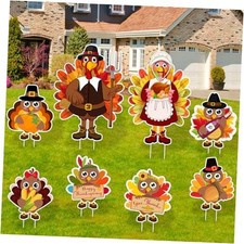 8PCS Thanksgiving Yard Signs with Stakes, Thanksgiving Decorations Outdoor