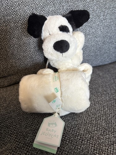 BNWT ‘I Am Bashful Black & Cream Puppy Soother’ Baby Jellycat Genuine