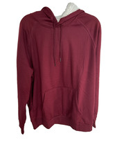 Mens Winter Sherpa Fleece Lined Sweatshirt Size L Athletic Hoodie Pullover Wine