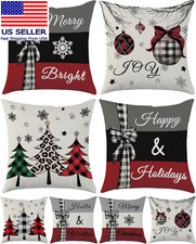 Christmas Pillow Covers 18X18 Inch Set of 4 Double-Side Printing Winter Red Xmas