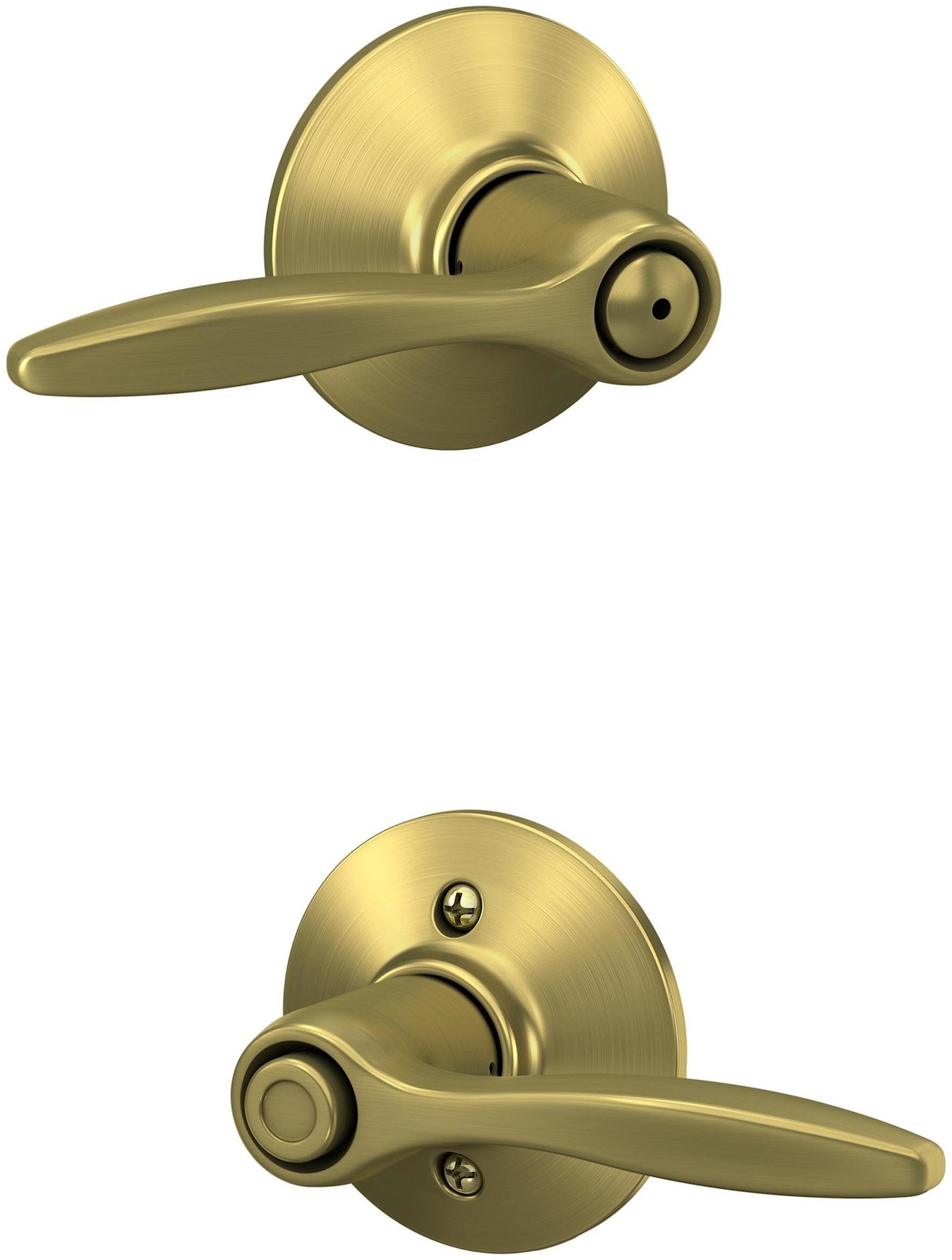 Schlage F40-DEL Delfayo Brass Privacy Door Lever Set