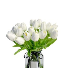 White Artificial Tulips, 20pcs Fake Tulips, Kitchen Dining Table Decor