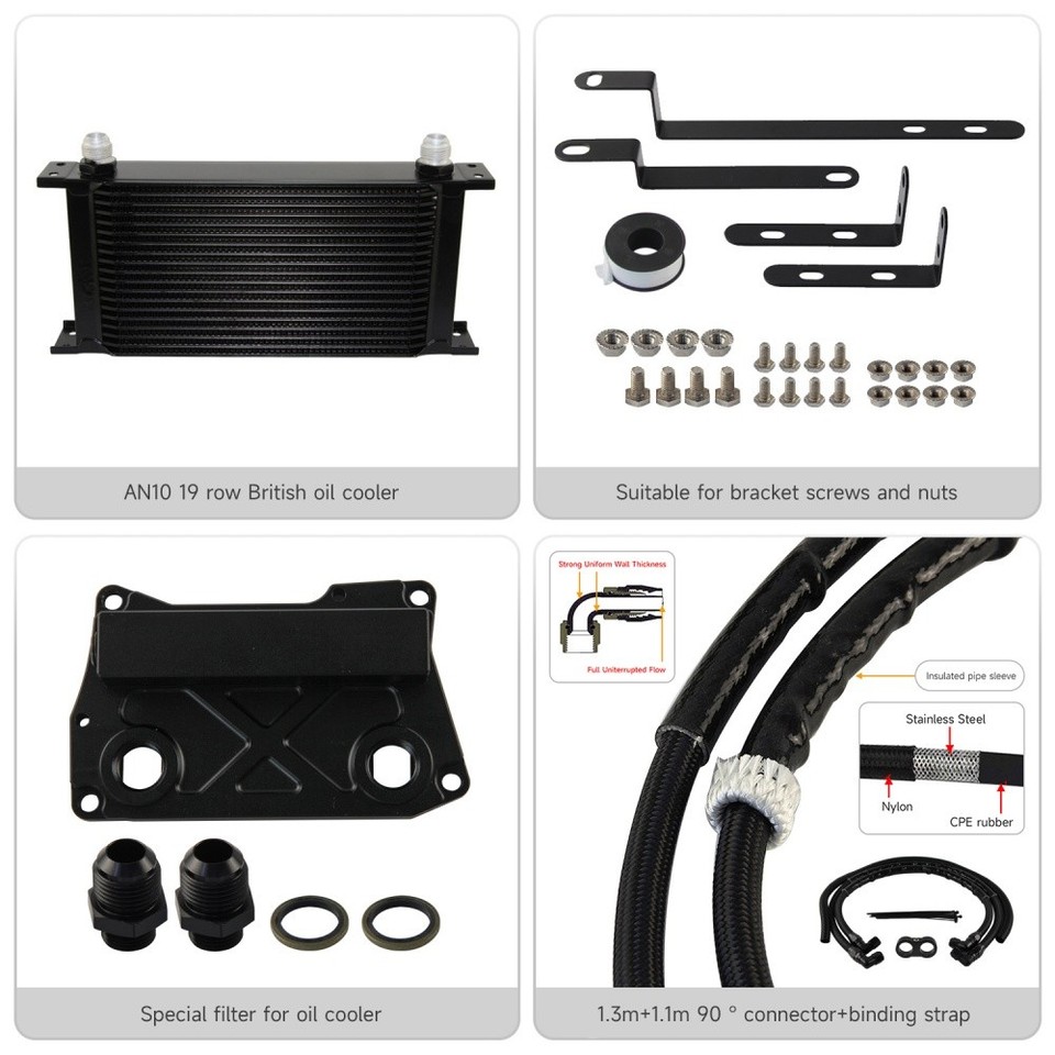 19 Row AN10 Engine Oil Cooler Kit For Mercedes BENZ M278 M157 4.7L/5.5L ...