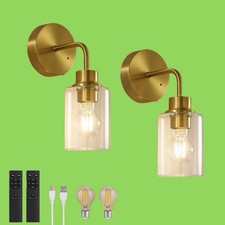 Battery Operated Wall Sconce Set of Two - Dimmable Wireless Sconces Set of 2 ...