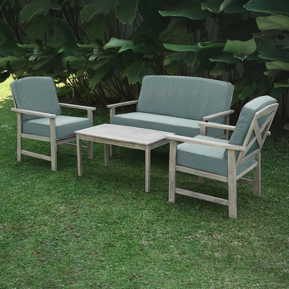 Cambridge Casual West Lake Caoba Exterior Loveseat Azul Abeto Foto 2 de 4