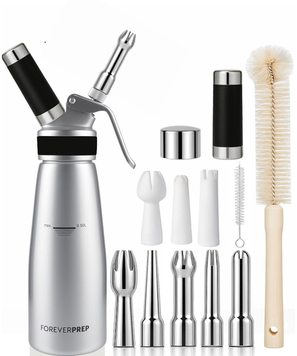 Professional 500 ml Aluminum Whipped Cream Dispenser With 8