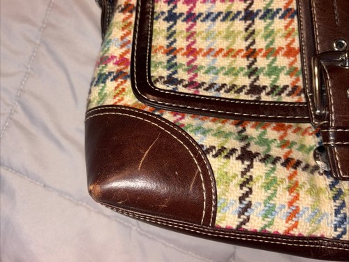 Coach Tweed Hampton Wool Satchel Bag Purse EO871-F12629 - Picture 2 of 6