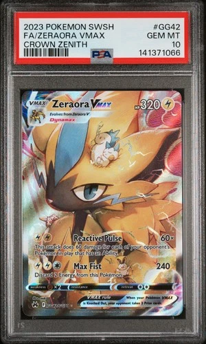 PSA 10 Zeraora Vmax GG42/GG70 Sword Shield Crown Zenith Pokemon