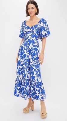 Hyacinth House Blue Floral Seaport Midi Dress Size M NWT