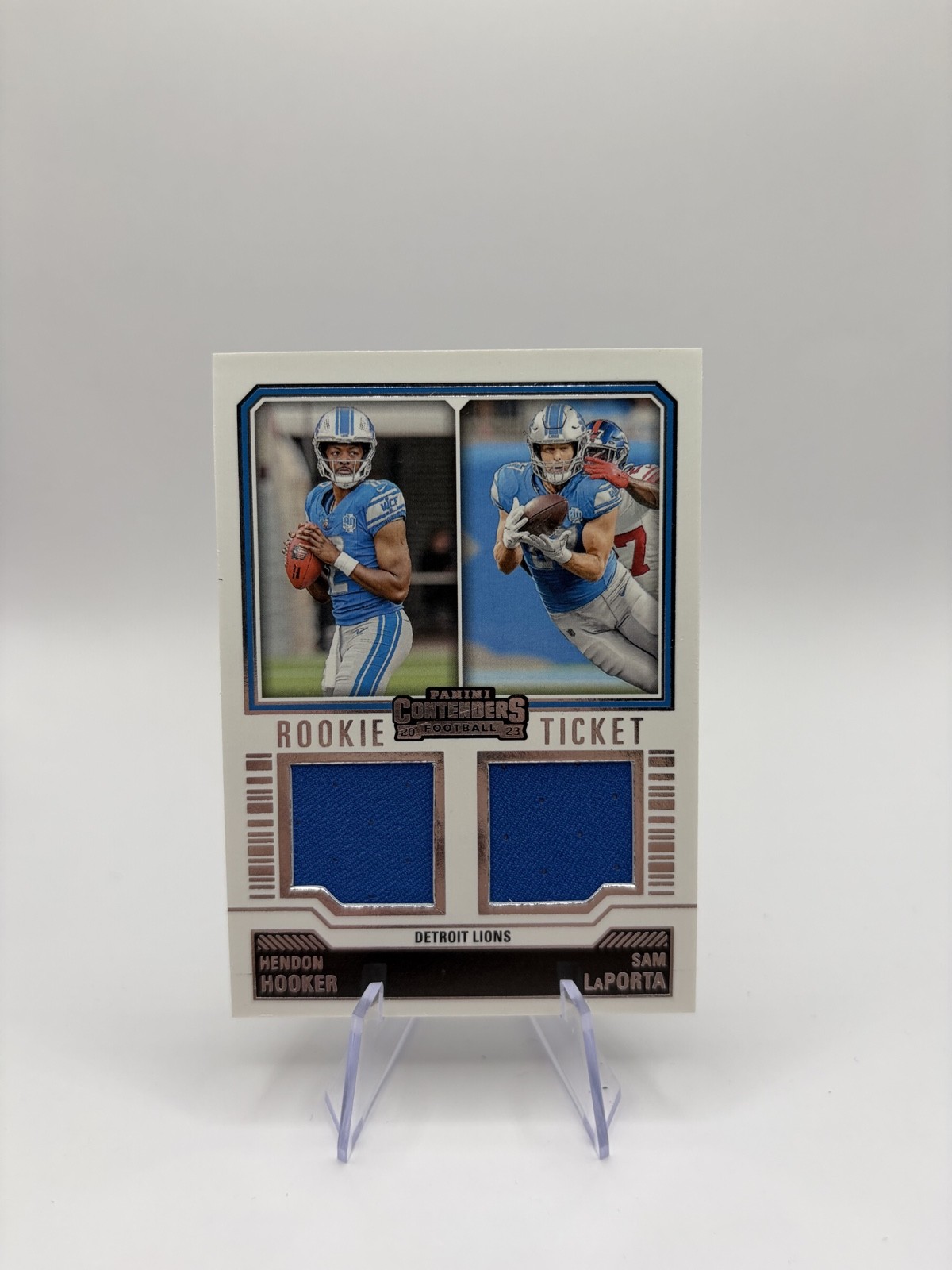 2023 Panini Contenders - Rookie Ticket Dual Swatches Hendon Hooker, Sam LaPorta