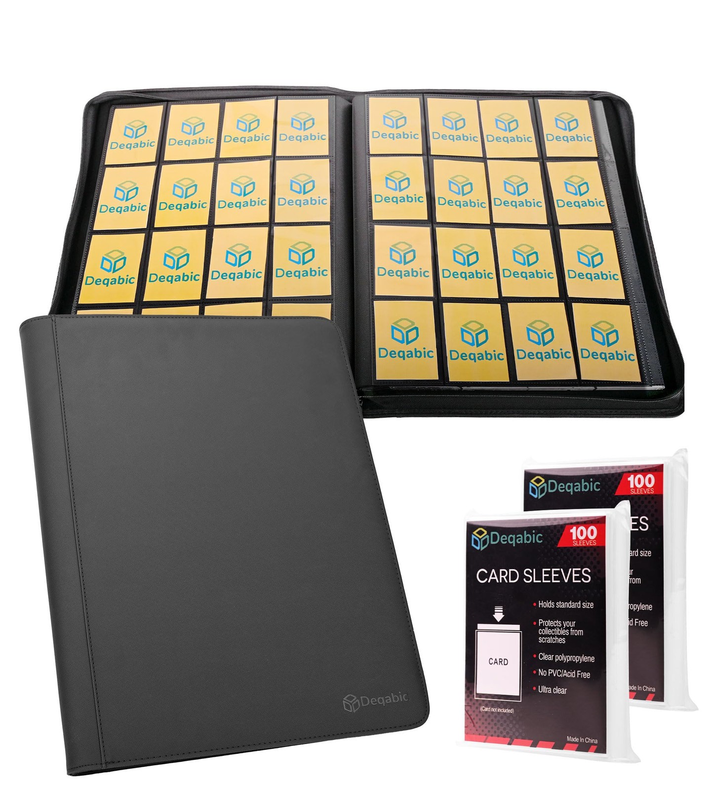 DEQADIC 16-Pocket Trading Card Binder Holds 1000+ Cards with Side Loading Pages  