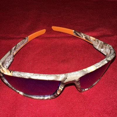 New! Wraith Mens Orange Brown Camo Sunglasses With Blue Mirror Lens