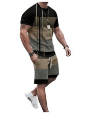 Men's Beach Vacation 2 Piece Summer Outfits Short Sets Casual Short Sleeve T ...