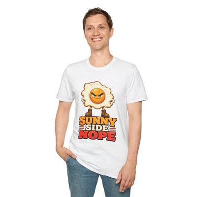 Angry Egg Breakfast Cartoon Retro Humor Brunch Unisex Softstyle T-Shirt