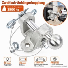 Zweifach-Anh&auml;ngerkupplung Kugelkopf und Zugmaul Anh&auml;ngelast 3500 kg NUE