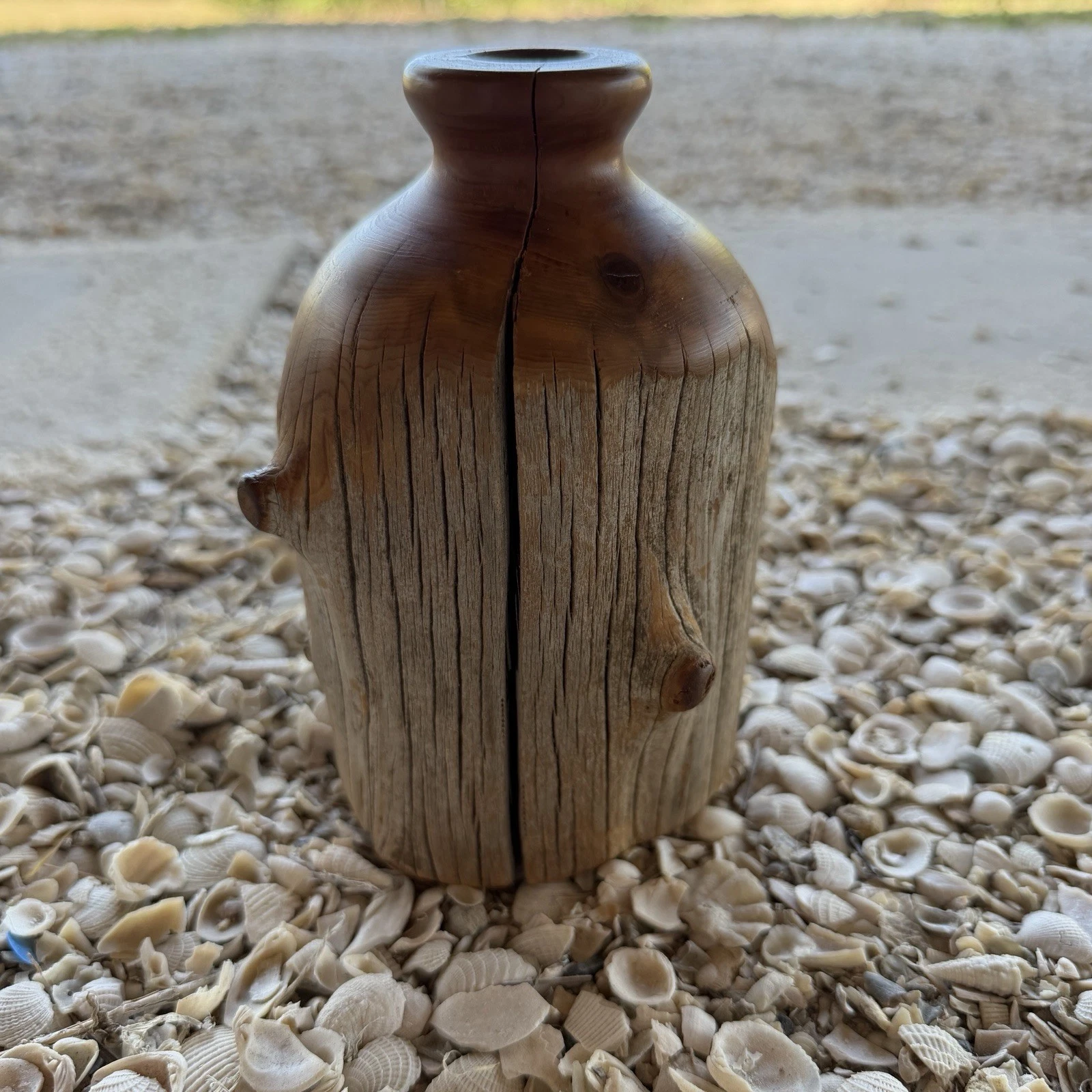 Lester Seacrest Rustic Red Cedar Wood Art Vase 6 in Nature Decorative