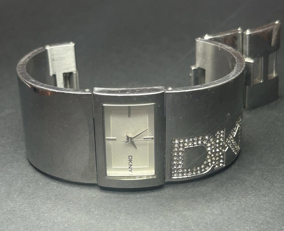 DKNY NY4667 Solid Stainless Steel Glitz Cuff Bangle Watch Women's NO Battery - Image 3 of 4