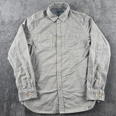 North Face Button Up Shirt Mens Medium Gray Long Sleeve Dual Pocket Casual M