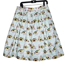 Unique Vintage Skirt Avocado Print A-Line Pockets Novelty Print L