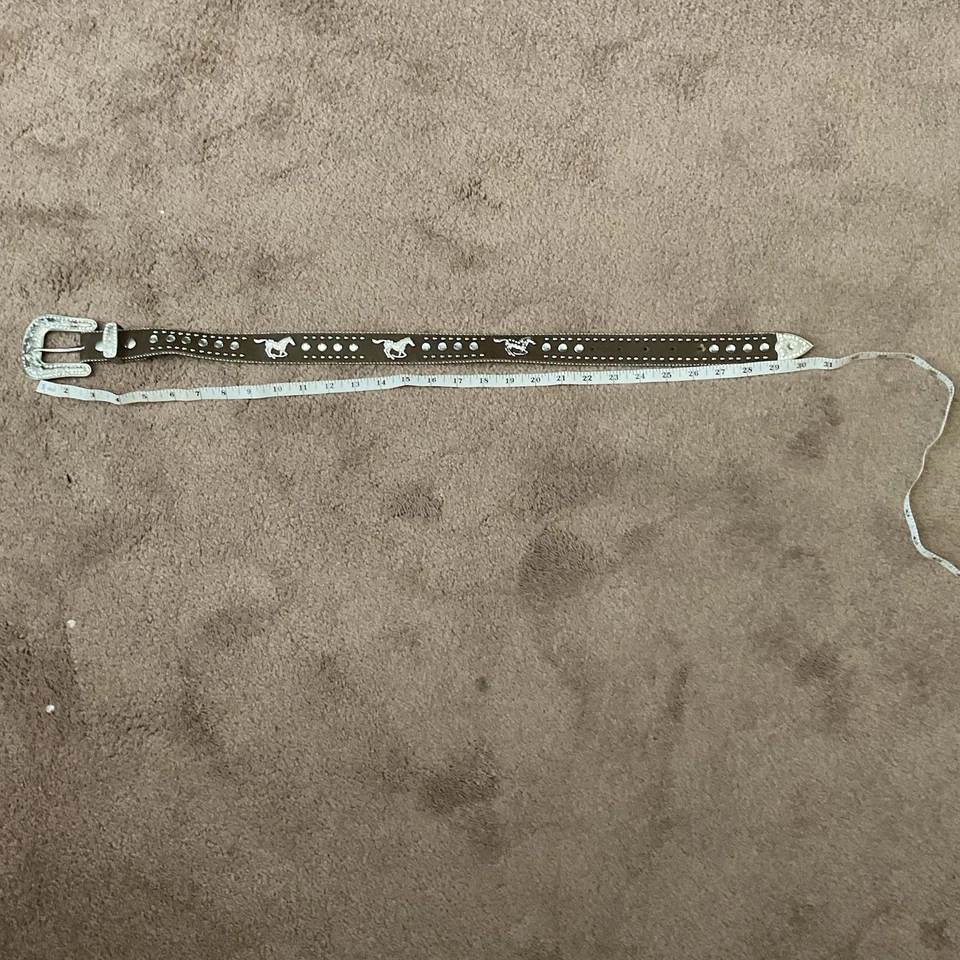 Cinturón occidental de estrás para mujer/niña cinturón marrón brillante 30 pulgadas Usado Foto 2 de 4