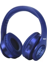 Tuinyo Bluetooth Headphones.  Soft Over Ear Stereo Wireless 40H Playtime. Blue.