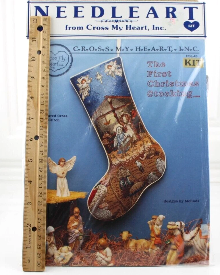 Cross My Heart The First Christmas Stocking Kit de Ponto Cruz Contado Selado Novo - Imagem 2 de 4