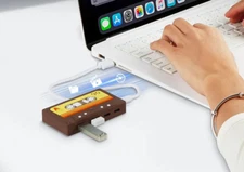 Retro Cassette Tape USB Hub USB-A/USB-C Multiport Adapter for PC & Mac