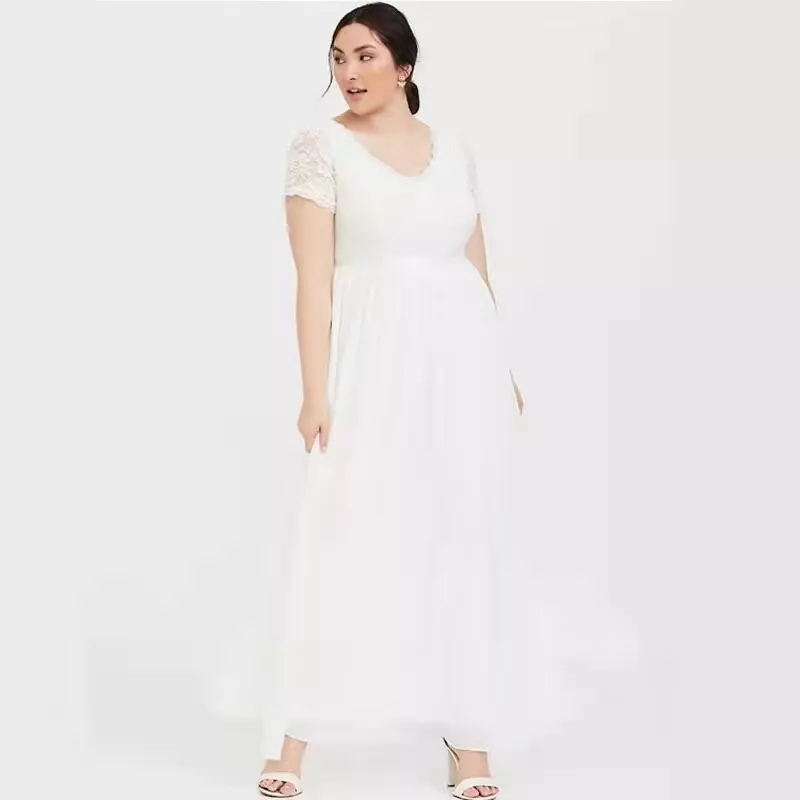 Brand New Torrid Ivory Sequin Lace Chiffon V Neck Wedding Formal