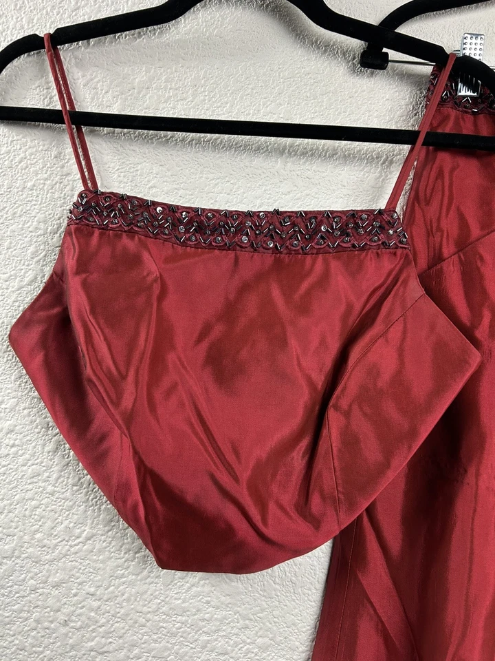 Vestido Jessica Mcclintock Y2k Millennium 2000 Borgoña Iridiscente 2 Piezas Talla 4 Foto 2 de 4