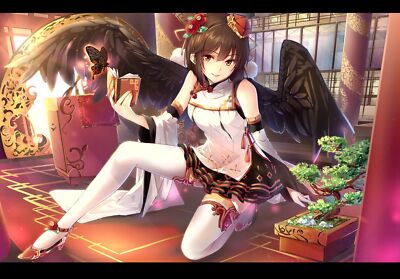 Anime girls wings shameimaru aya touhou fantasy art girl CCG Gaming Mat Desk