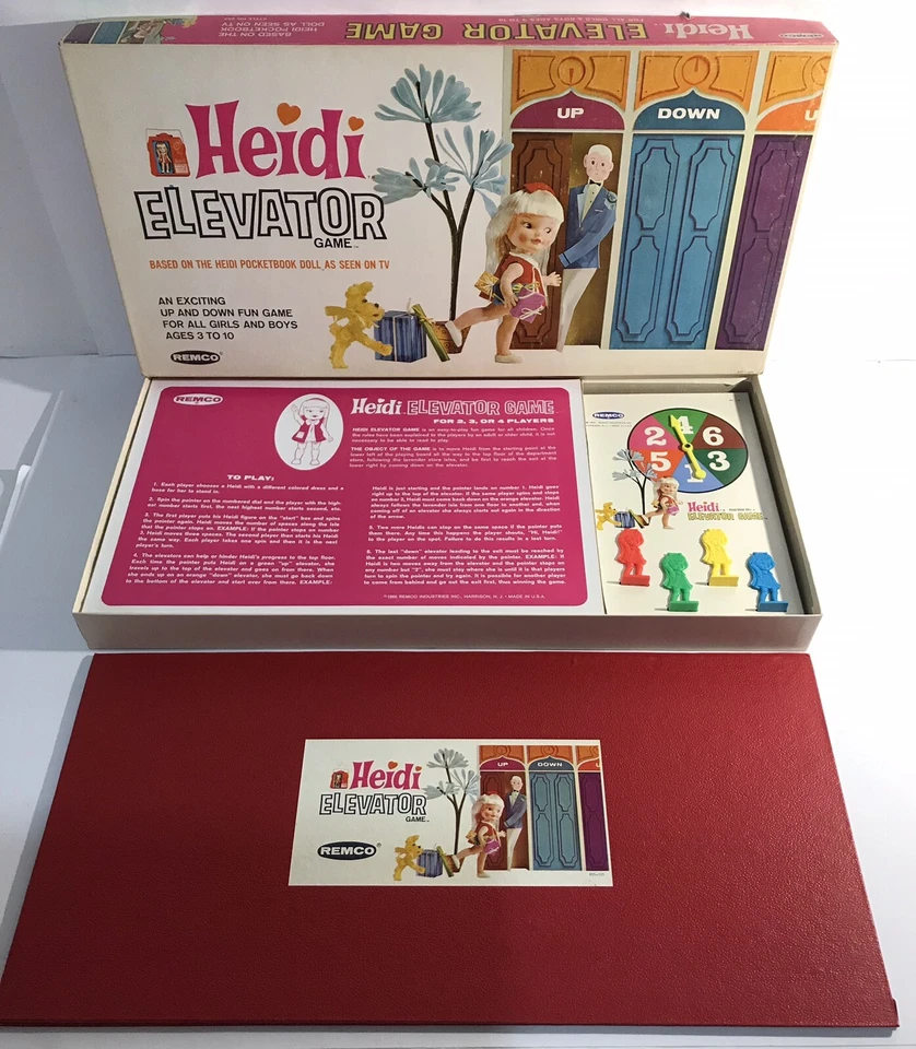 1965 Heidi Elevator Game Remco Industries Board Game Heidi Pocketbook Doll MINT - Image 2 of 4