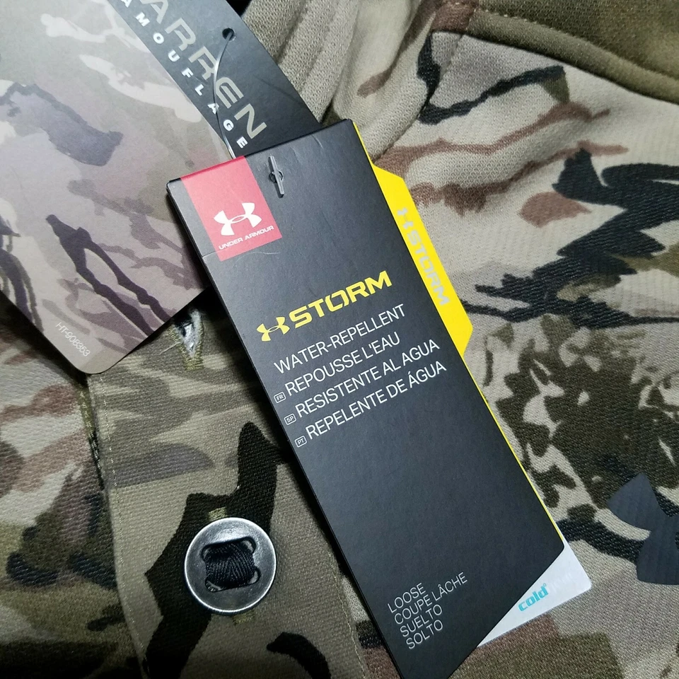 UNDER ARMOUR Rut Fleece Hunting Hoodie Mens MEDIUN Barren Camo Jacket - Image 4 of 4