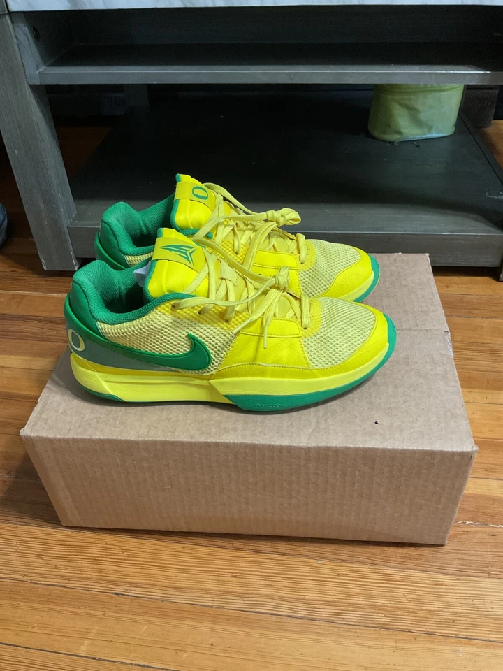 Nike Oregon Ducks Ja Morant 1 Equipo Emitido PE Talla 11.5 Amarillo Verde Nueva Muestra Foto 2 de 4