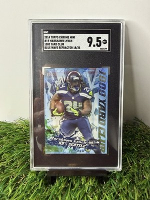 Topps Chrome Mini 2014 Marshawn Lynch 1000 Yard Club #19 Blue Wave /25 SGC 9.5