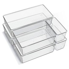 Large Plastic Drawer Organizer Trays, Acrylic Kitchen Drawer 6 Pack Clear