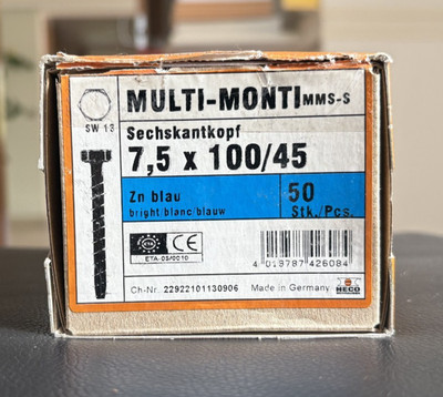 Heco Multi Monti Schraubanker Betonschraube MMS-S 7,5x100/45 Zn blau 50 Stck