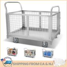 5 in1 Platform Truck Cart Foldable Flatbed Bed Cart for Warehouse&Garage 2600LBS