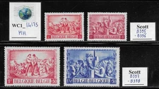 WC1_14175. BELGIUM. 1945 PRO POSTAL WORKERS semi-postal sets. Scott B395-B398.MH
