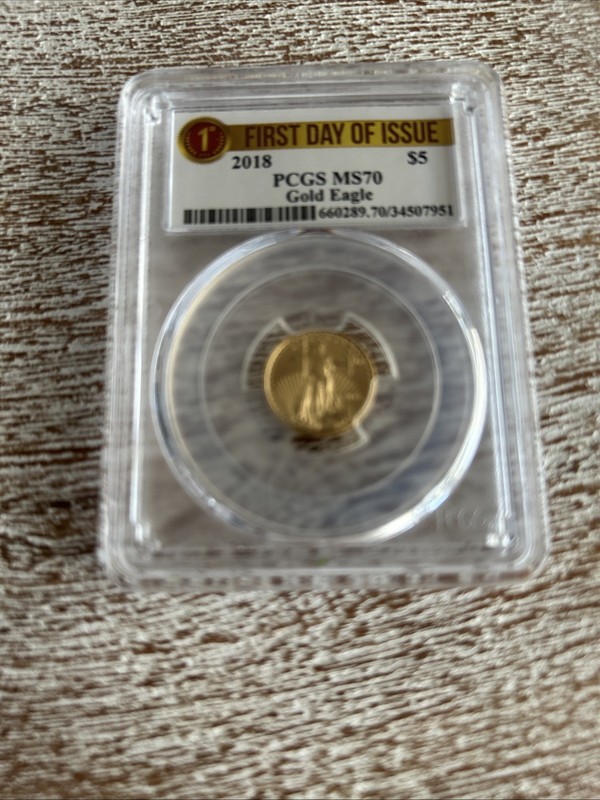 2018 American Eagle Gold 1/10 Oz $5 Coin PCGS MS70 First Strike. Free Shipping.