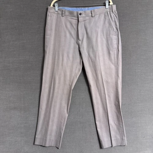 Brooks Brother Pants 35x28.5 Milano Fit Gray Plaid Supima Cotton Trousers Casual