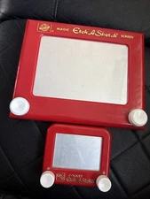 Etch A Sketch Lot Of 2 - Regular 505 & Pocket Mini! Both Work GREAT! Ohio Art! 