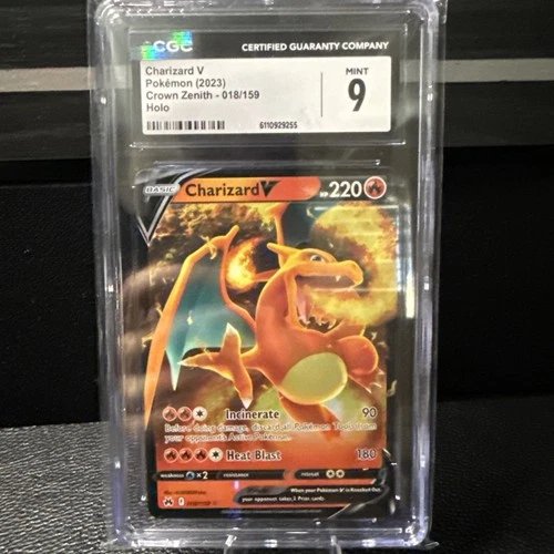 Charizard V 018/159 Crown Zenith Holo Graded Pokemon Card CGC 9 Mint
