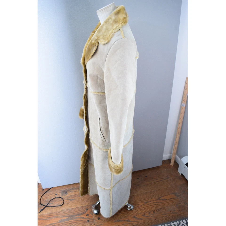 Abrigo largo para mujer Brandon Thomas pequeño de gamuza de cuero sintético Boho Penny Lane Foto 3 de 4