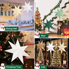 Christmas Paper Star Lantern 5 Pack, Hanging 7-Pointed Star Lampshade Decorat...